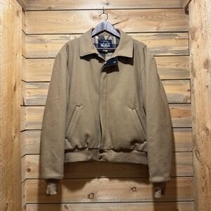 VTG USA Made Woolrich Men's XL Bomber Jacket/Coat Brown Pure Wool Plaid Liner